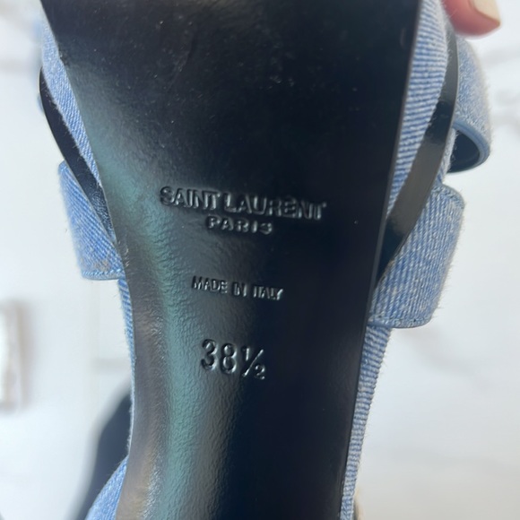 Saint Laurent Tribute Sandal Blue Jean 38.5 👖 👠 - Picture 10 of 10
